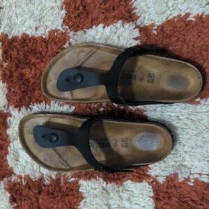 Birkenstock Gizeh Leather Thong Sandals Women's 39/8 Black